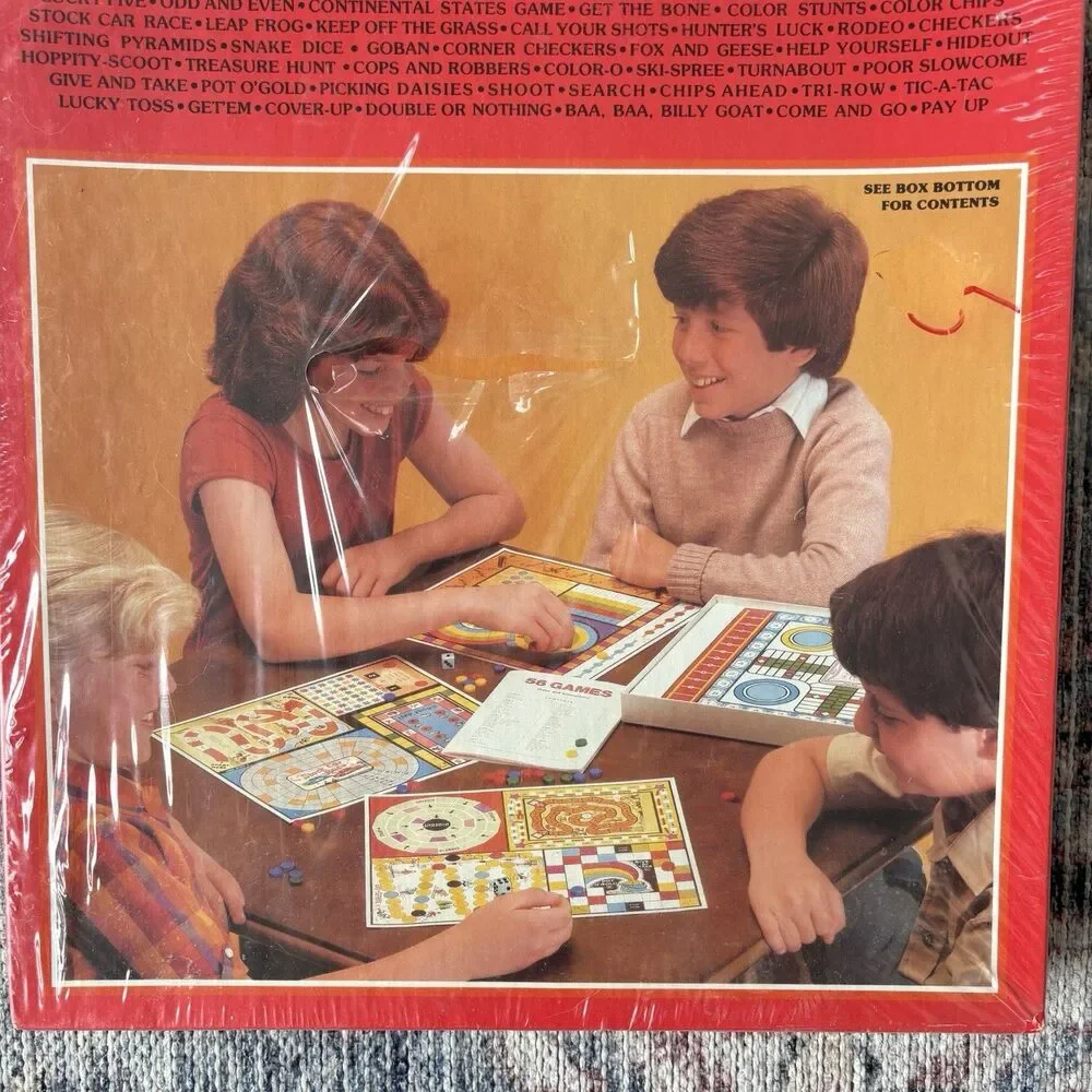 Vintage 56 Games Board Game Set 1981 Retro New Sealed Whitman Pachisi Complete